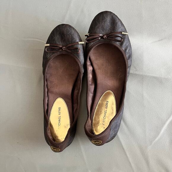 Michael Kors Brown Juliette Logo Ballet Flats Women's Size 10 - Picture 6 of 9